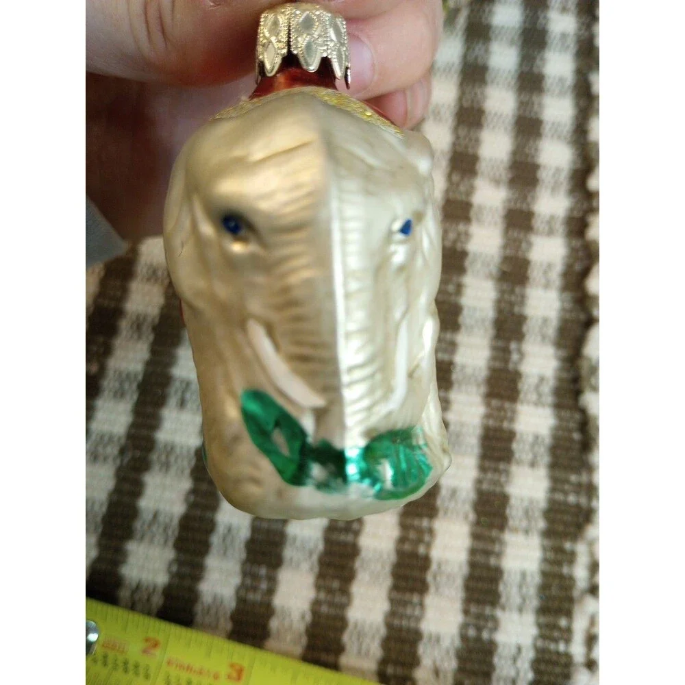 West Germany Vintage Blown Glass Elephant Christmas Tree Decoration Ornament